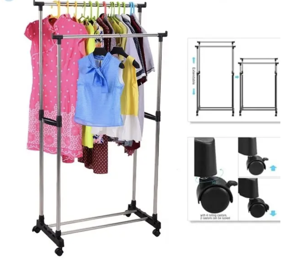 Вішак-стійка для одягу телескоп. Double Pole DC-0025 (155/75/35см)