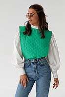Блуза с объемными рукавами с накидкой и поясом ELISA - зеленый цвет, L (есть размеры) ESTET