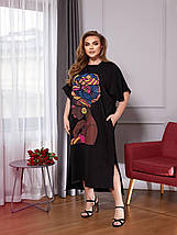 Плаття з двонитки з красивим малюнком весна-осінь розмір батал, фото 5