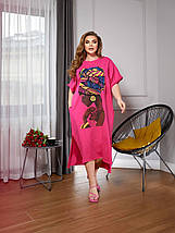 Плаття з двонитки з красивим малюнком весна-осінь розмір батал, фото 2