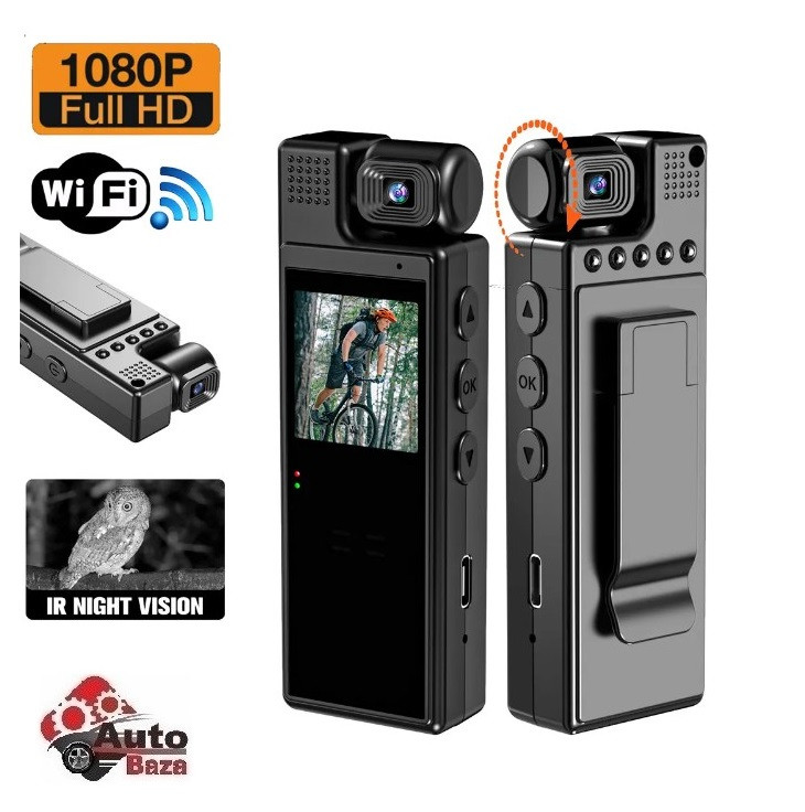Міні цифрова боді камера з HD-екраном 1080P VRIG WiFi портативна натільна камера нічного бачення з додатком 1200 Mah