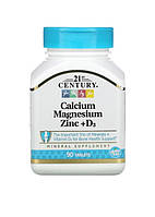 Мультивітаміни 21st Century Calcium Magnesium Zinc + D3 кальцій, магній, цинк і вітамін D3 90 штук