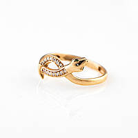 Золотое женское кольцо Змея Змейка с изумрудами в красном золоте 585 пробы