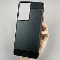 Чехол для Samsung Galaxy S21 Ultra чехол бампер карбон на телефон самсунг с21 ультра черный pls