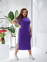 Плаття з двонитки з лампасами на рукавах і збоку весна-осінь розмір батал, фото 4