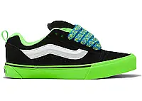 Черные женские замшевые кеды Vans Knu Skool Pop Outsole Green