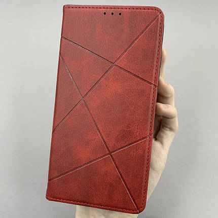Чохол-книга для Xiaomi Redmi 9C книжка в смужку з кишенею на телефон сяомі редмі 9с червона str, фото 1