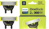 Змінні леза Philips OneBlade 360 QP220/50 2 шт. насадка для гоління обличчя, насадка для тримера філіпс уан блейд