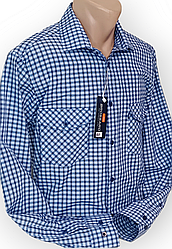 Чоловічі сорочки бавовна 100% Brossard vd-0060 класична блакитна клітина, чоловічі сорочки стильні натуральні 41