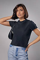 Женская футболка из плиссировки - черный цвет, L (есть размеры) Form