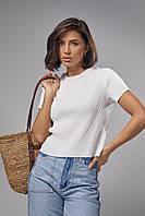 Женская футболка из плиссировки - молочный цвет, L (есть размеры) Form