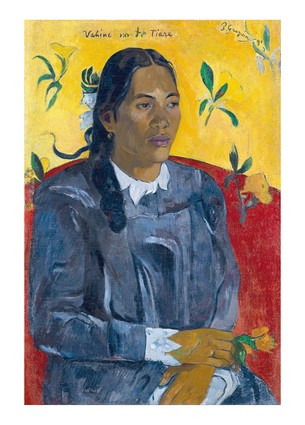 Листівка Paul Gauguin — Tahitian Woman with a Flower (Vahine no te tiare), 1891