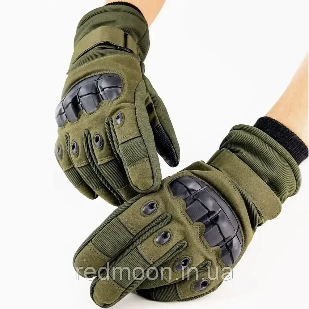 Тактичні зимові рукавички з сенсорним пальцем, розмір L / Водонепроникні утеплені рукавички з хутром