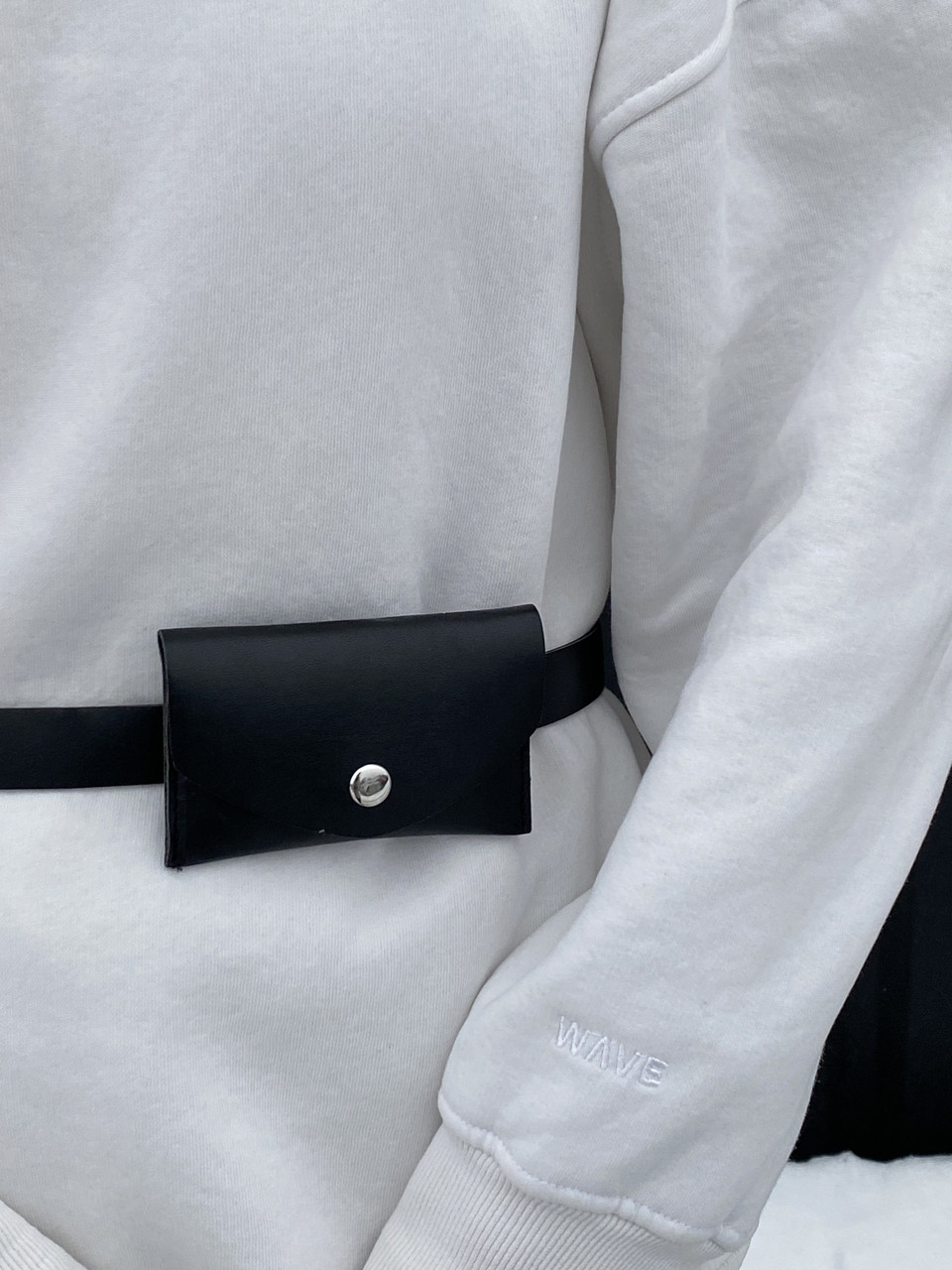 Жіночий класичний пояс-гаманець чорний