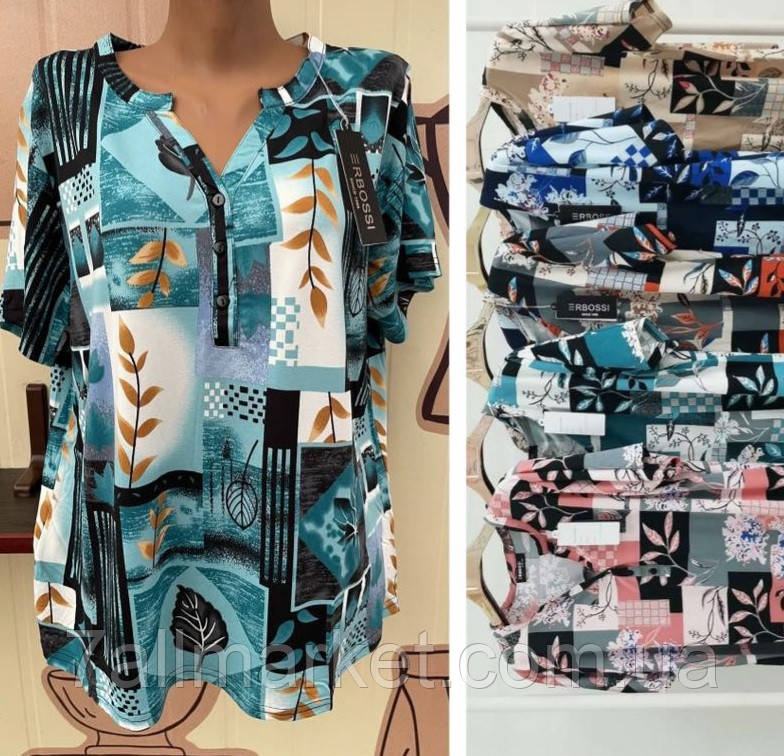 Блузка жіноча стильна розмір L-3XL (мікс кв) "ILEANA" купити недорого від прямого постачальника