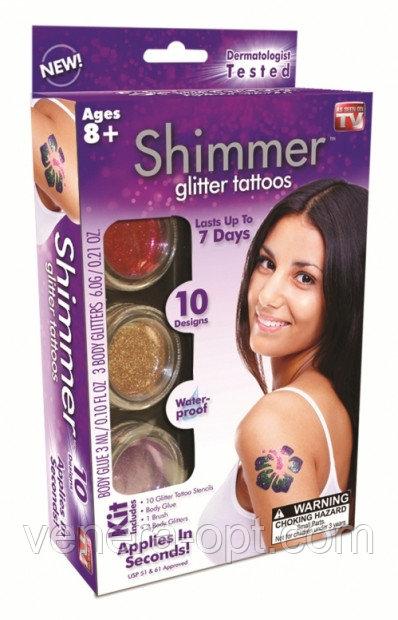 [VN-TV-125] Набор для временного глиттер-тату блестящие татуировки Shimmer Glitter Tattoos ON - фото 2 - id-p2148590657