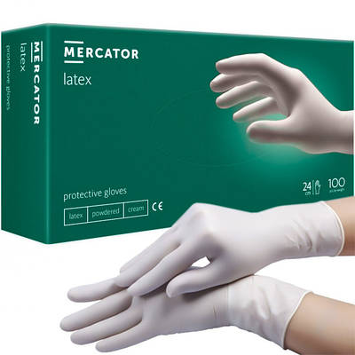 Рукавиці медичні "Mercator" Latex M 50пар, білі