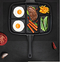 [VN-B1337] Сковорода-гриль Magic Pan чорна, інноваційна з антипригарним покриттям на 5 секцій ON