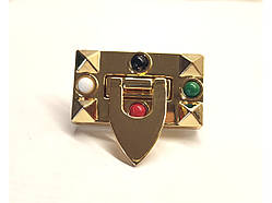 Замок для сумки з камінчиками 46*27 мм колір золото