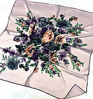 Весенний женский платок шарф из натурального шелка. Качественный турецкий молодежный платок Зелено - Сиреневый