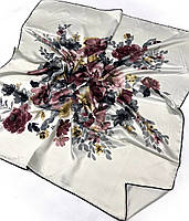 Весенний женский платок шарф из натурального шелка. Качественный турецкий молодежный платок Серо - Бордовый