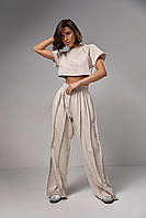 Женский трикотажный костюм в стиле grunge - бежевый цвет, L (есть размеры) ESTET