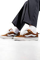 Коричневые мужские замшевые кеды Vans KNU Skool Brown White