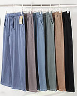 Зручні та практичні трикотажні брюки палацо великих розмірів, жіночі котонові штани.