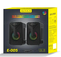 [VN-VEN0289] Колонки для ПК Aoas e-005, с поддержкой USB 2.0 со светодиодной подсветкой, 3,5 мм. Цвет - ЧернON
