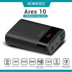 Зовнішній акумулятор Power Bank Romoss Ares 10000mAh Black