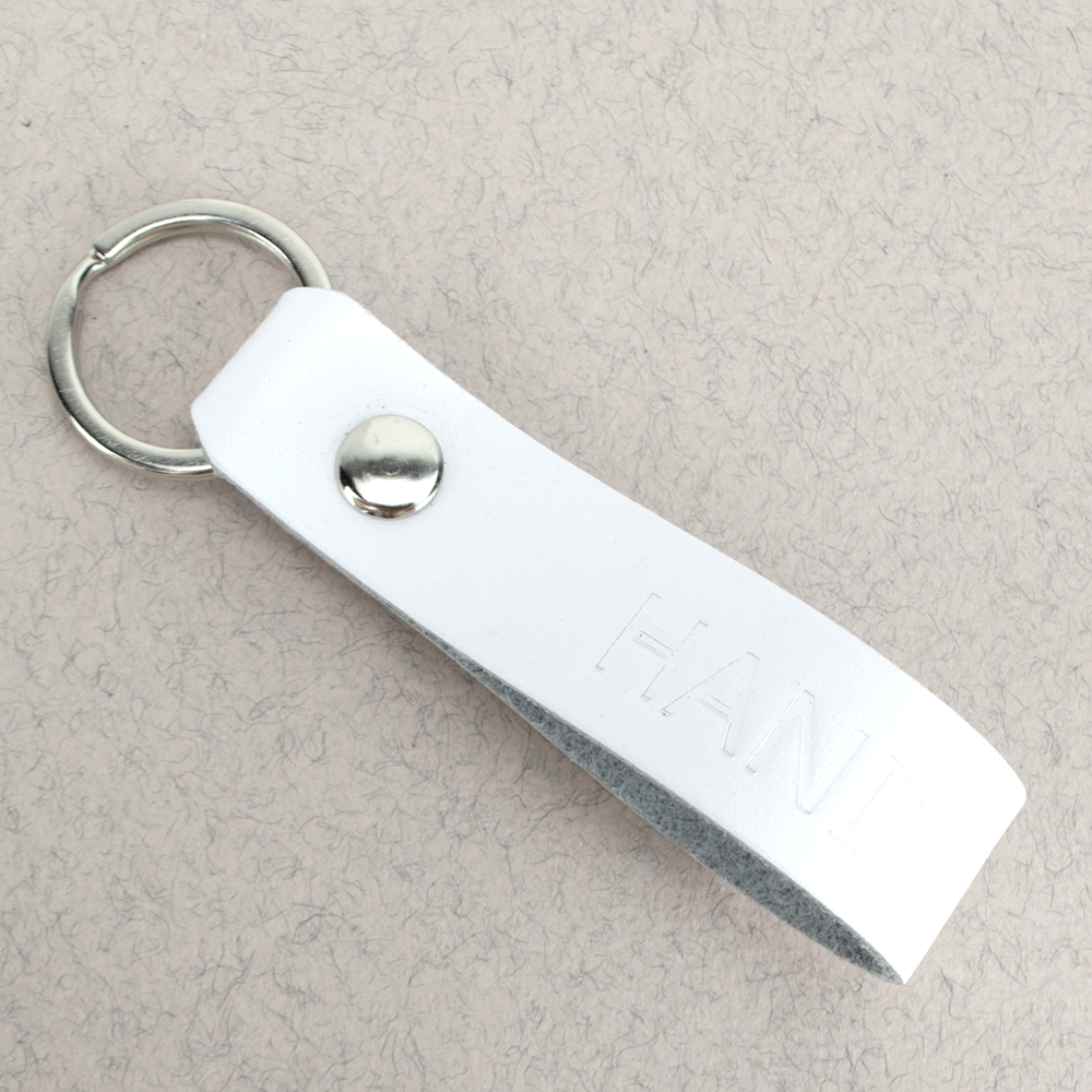 Брелок для ключів шкіряний "Handycover" білий з кільцем
