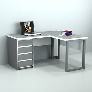 Офісний стіл лофт ГК-3 (1200x1600x765) Сірий/Білий Гамма стиль