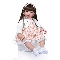 Силиконовая Коллекционная Кукла Реборн Reborn Девочка Диана ( Виниловая Кукла ) Высота 60 см ESTET
