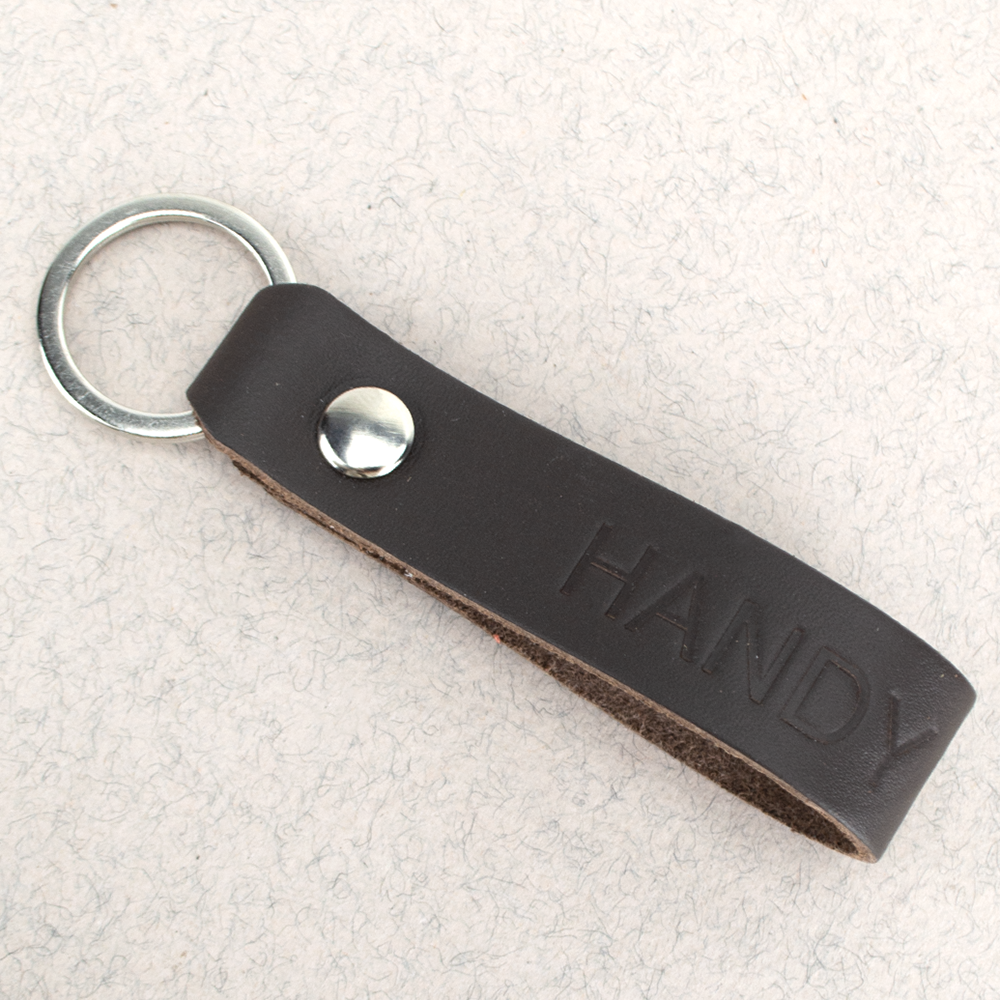 Брелок для ключів шкіряний "Handycover" темно-коричневий з кільцем