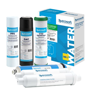 Комплект з 6 картриджів для фільтра зворотного осмосу Ecosoft Absolute з мінералізатором (CHV6POSTMIN75GPD)