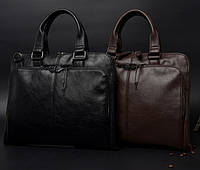 Мужской деловой портфель для документов формат А4 мужская сумка офисная для работы эко кожа Черный(VS)