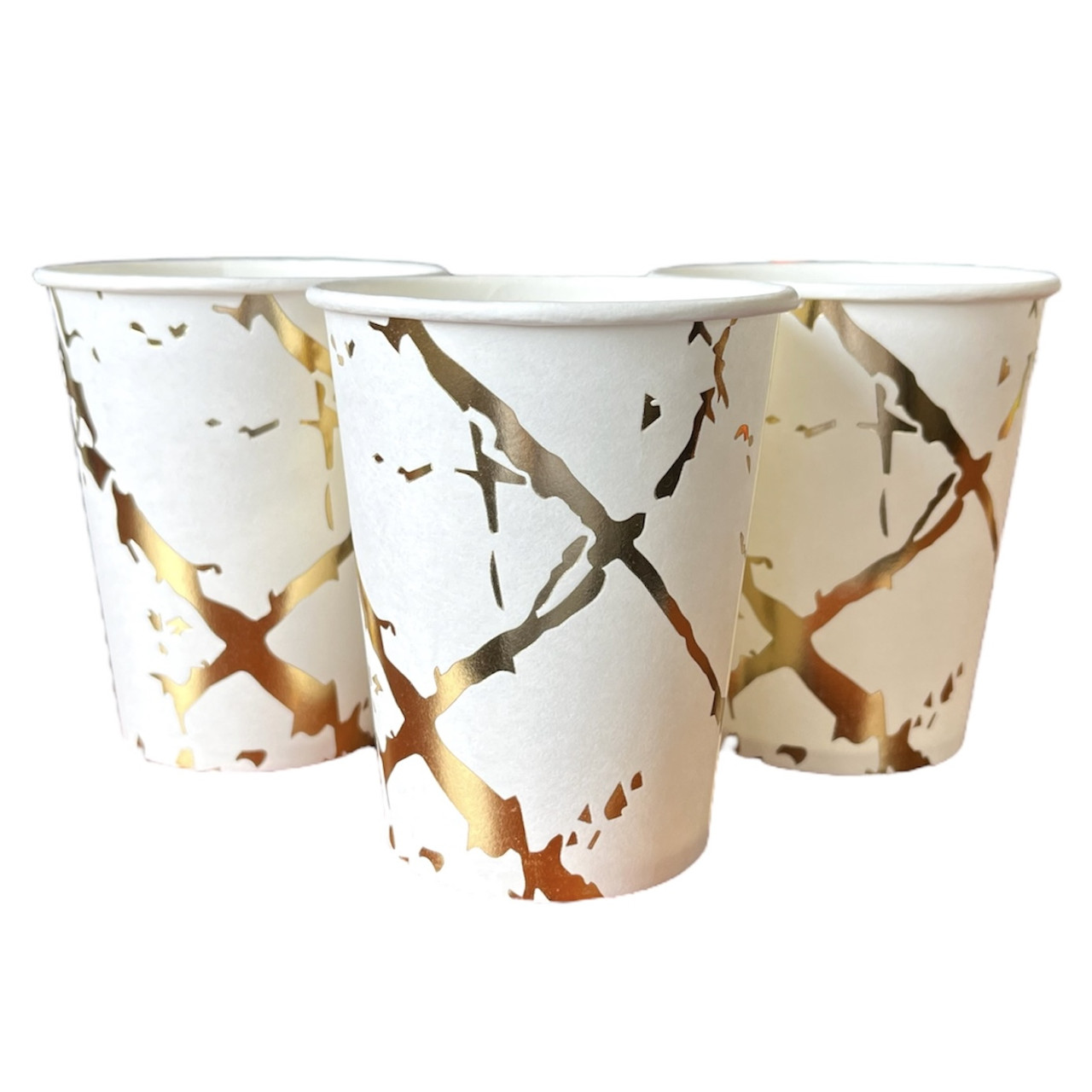 Склянки одноразові паперові " Золотий мармур" 10 шт./пач., фото 1