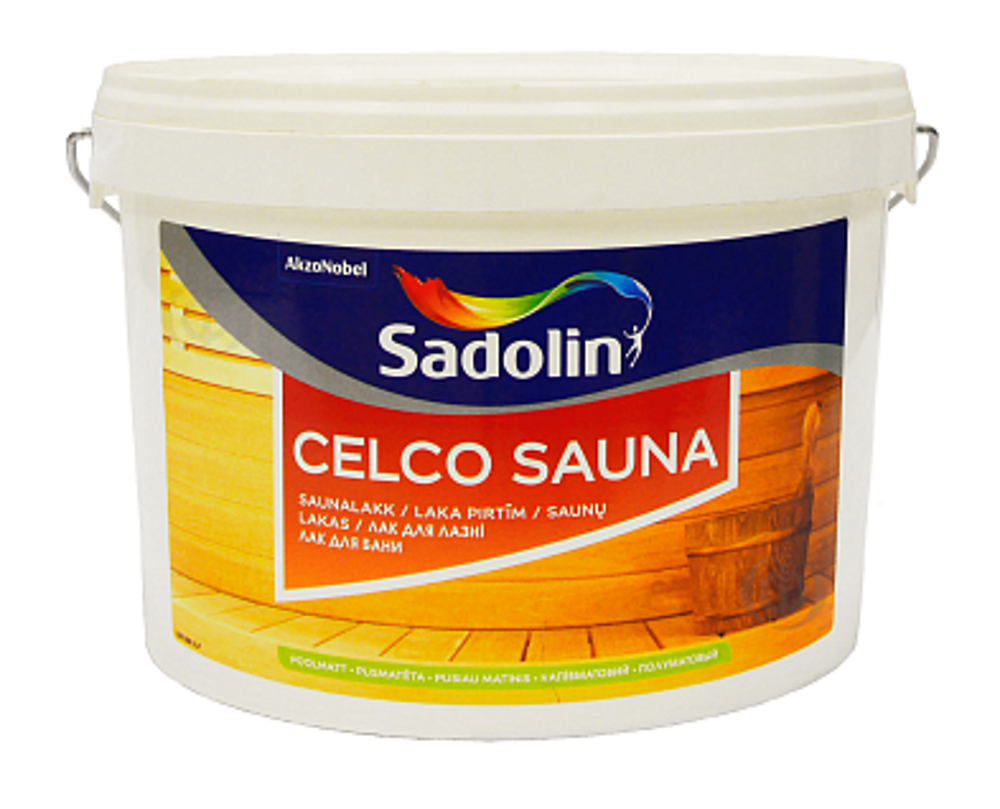 SADOLIN Celco Sauna, напівматовий акриловий безколірний лак для лазні, SADOLIN