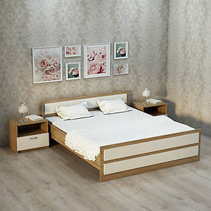 Комплект спальня міні 2 (2840x1840x650) Дуб Сонома/Білий Гамма стиль