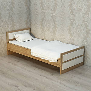 Ліжко односпальне ЛО-1 (940x2040x650) Дуб Сонома/Білий Гамма стиль