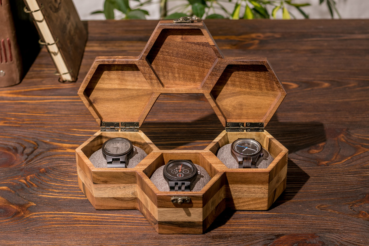 Подарунок чоловікові на День Народження оригінальна скринька ручної роботи для годинника | Подушечки в комплекті