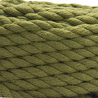 Шнур крученый зеленый хаки 9 мм за 1 м, (№787) хлопковый роуп для макраме 9 мм, rope macram 9 mm, шнур макраме