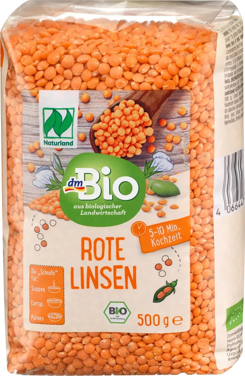 Органічна червона сочевиця dm Bio Rote Linsen, 500 гр
