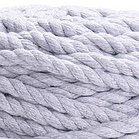Шнур крученый светло-серый 9 мм за 1м, (№756) бавовняний роуп для макраме 9 мм, rope macrame 9 mm