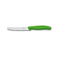 Нож кухонный Victorinox SwissClassic 11см, серрейтор, скругленный, зеленый