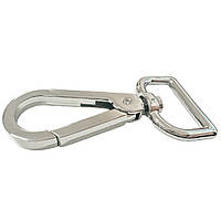 Карабін для сумок, Срібло, під ремінець 25 мм. Висота 72 мм.