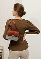 Фетрова жіноча бохо-сумка Лілу з шкіряними коричневими вставками FORM