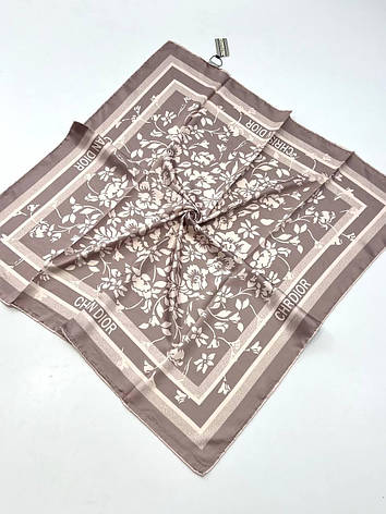 Шовкова брендова хустка Christian Dior 90*90 см ручна обробка краю, фото 1
