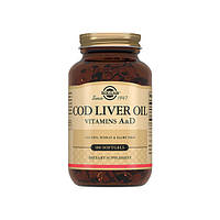 Жир із печінки тріски Solgar Cod Liver Oil Vitamin A D 100 Softgels GL, код: 7519094
