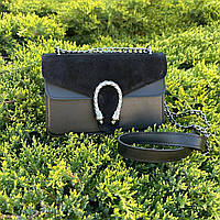 Замшевая женская мини сумочка клатч с подковой в стиле Гучи, мини сумка на цепочке из натуральной замши FORM